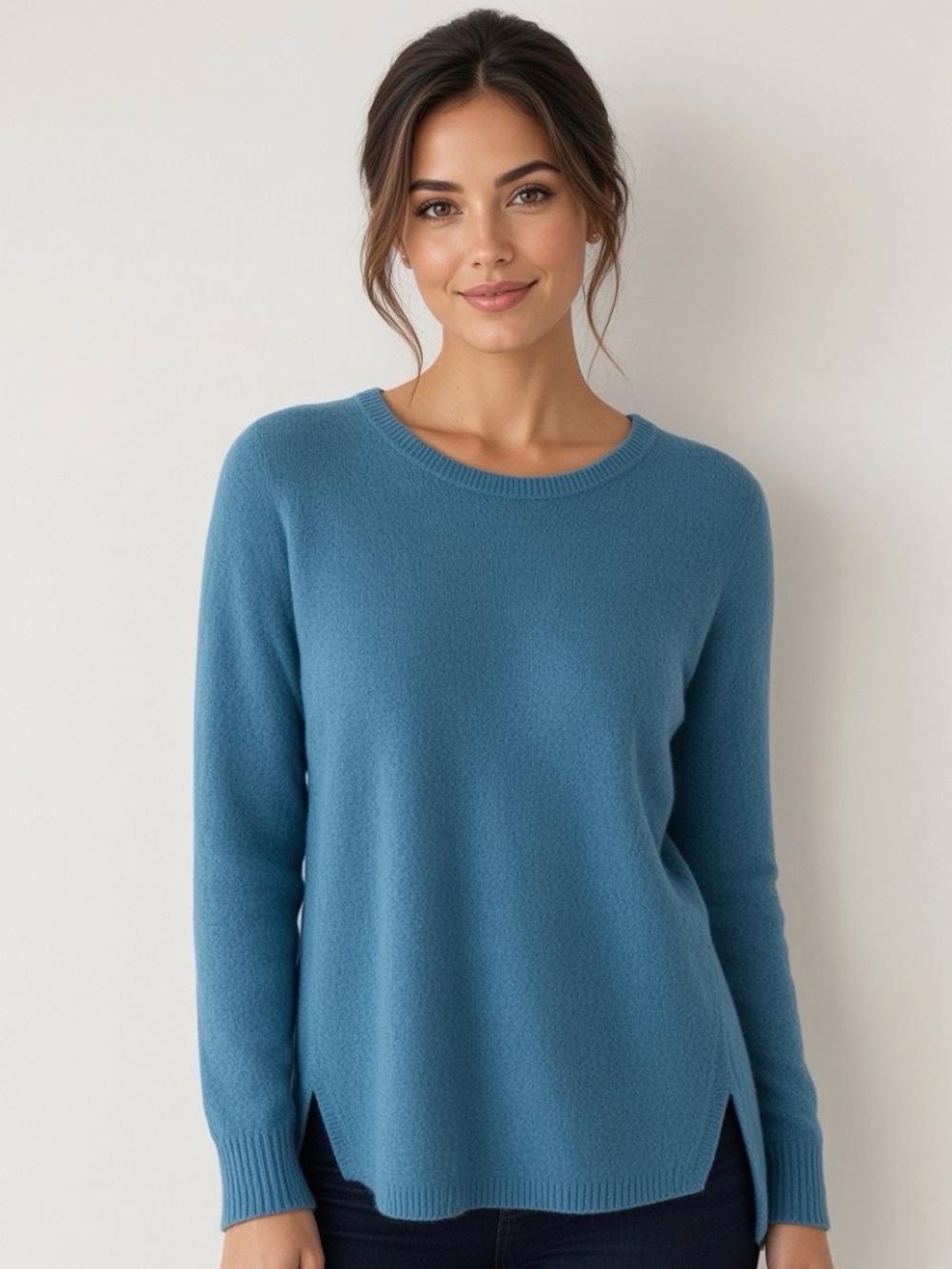 Max Studio 100% Cashmere Teal Crewneck Sweater | Size XL